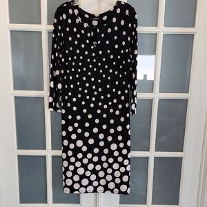 Glamour Black Dress with White Polka Dots — Long Sleeve